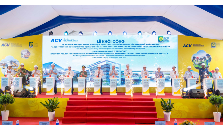 
Lễ khởi công Dự án đầu tư xây dựng và kinh doanh dịch vụ sửa chữa, bảo dưỡng phương tiện, trang thiết bị hàng không và dịch vụ kỹ thuật thương mại mặt đất số 2